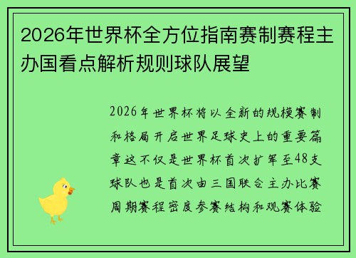 2026年世界杯全方位指南赛制赛程主办国看点解析规则球队展望 2026年世界杯全方位指南赛制赛程主办国看点解析规则球队展望